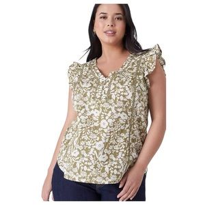 Lane Bryant Floral V-Neck Blouse